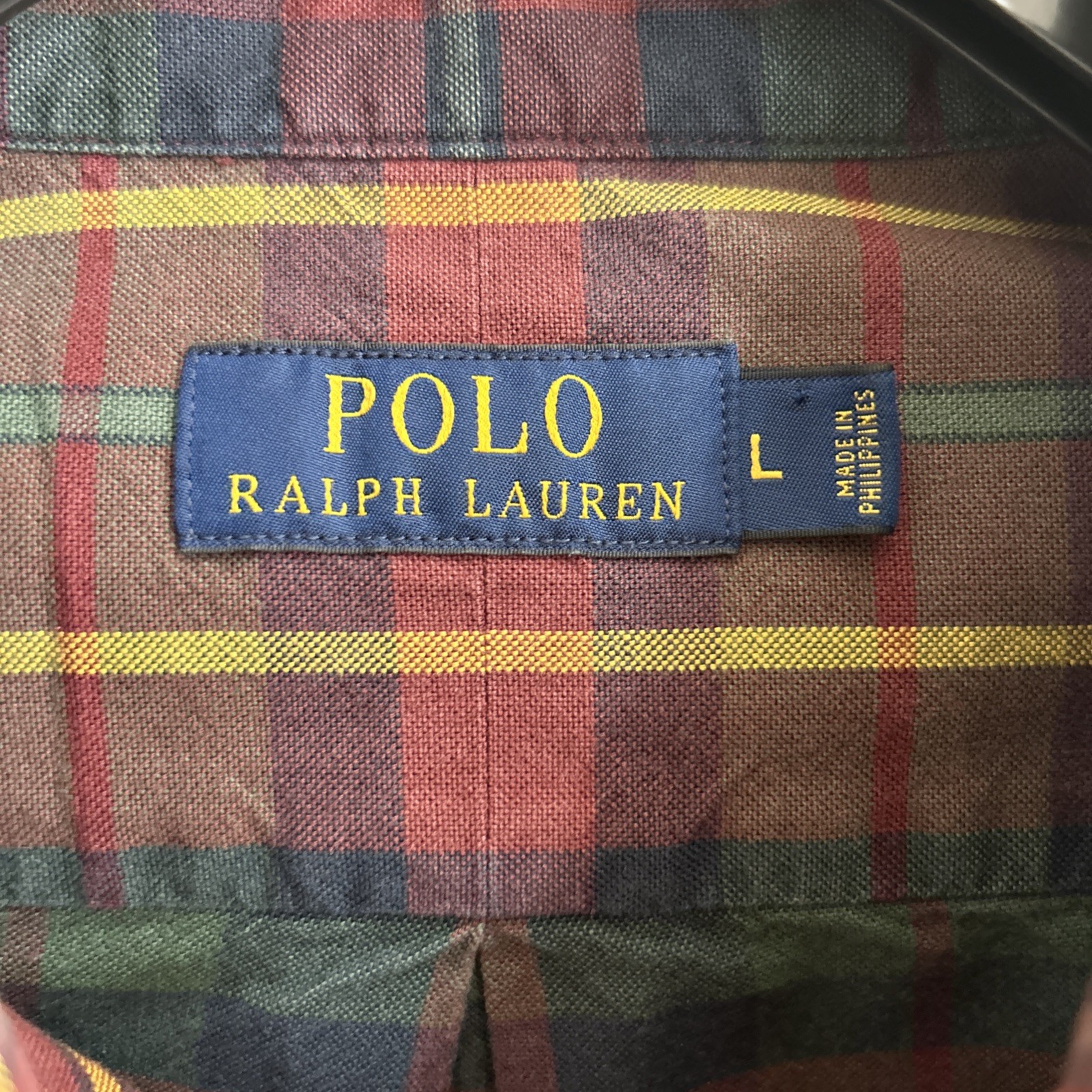 VTG Mens Polo Ralph Lauren Plaid Cotton Shirt With Suede Elbow Patches size L thumbnail 3
