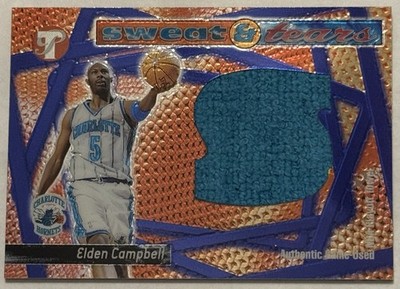 2001 Topps Pristine Sweat & Tears Elden Campbell Game Used Towel SSP Hornets  