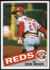 1985 TOPPS/OPC MINI BLANK BACK-WHITE TEST PROOF /10, EDDIE MILNER, REDS, NM/MT