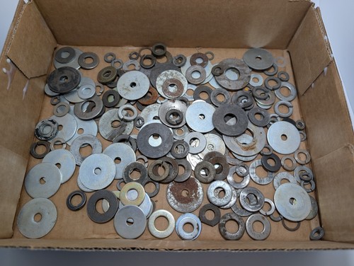 Mostly Metal Washers Hardware Lot Asst Sizes Steel Flat & Lock Washers 2+ lbs