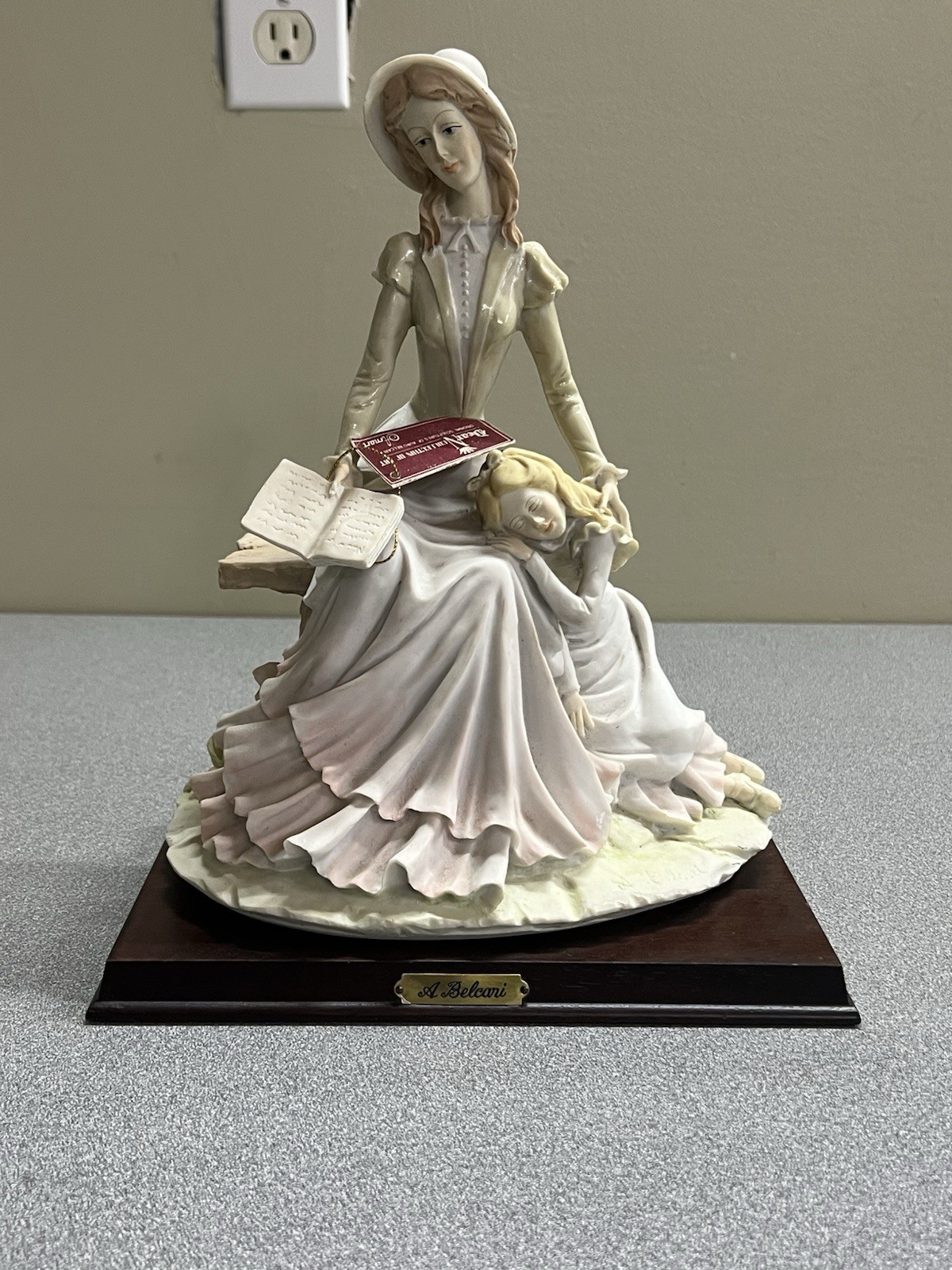 A. Belcari Capodimonte porcelain figurine of mother and child H 13 W 9 1/2