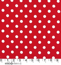 Michael Miller Fabrics~ That's IT Dot~Minnie~White dots on Red~BTY CX2489