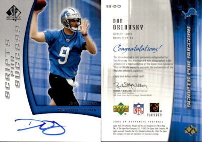 2005 SP Authentic Scripts for Success Autographs #SSDO Dan Orlovsky - NM-MT