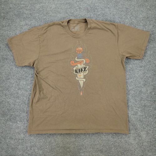 Nike Shirt Men's XL Brown Basketball Swoosh Logo Torch Graphic Tee Short Sleeve - Picture 1 of 13