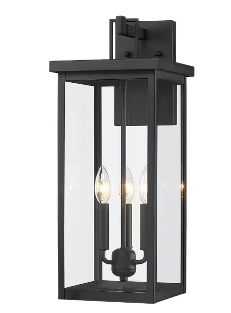 2-pack Trevot 3-Light 22.5 in. Large Black Outdoor Wall Lantern Sconce - Image 4 of 4