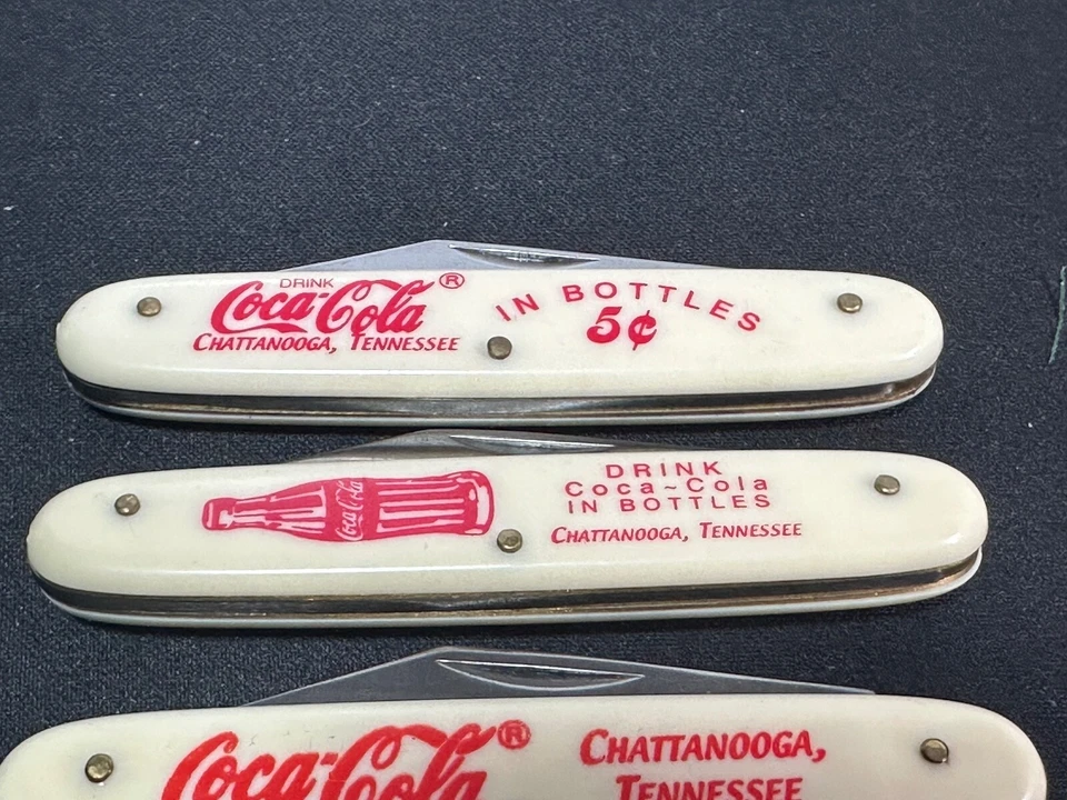 Faca dobrável Flying Falcon Coca-Cola Chattanooga anúncio talheres gelo CONJUNTO COMPLETO!! - Imagem 4 de 4