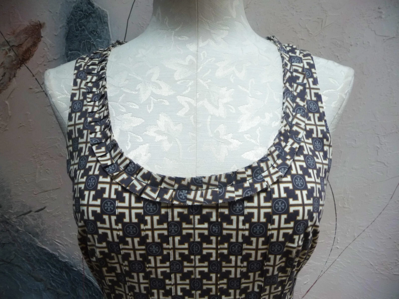 SPLENDIDO ABITO FODERATO IN COTONE SVASATO CON STAMPA LOGO TORY BURCH $395 TAGLIA 6