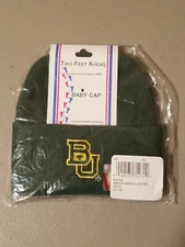 Two Feet Ahead Green Knit Baby Cap Beanie Hat w/ BU Baylor University Team Logo