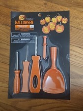 Happy Halloween 5 Piece Pumpkin Carving Kit Plus 8 Stencils Family Fun New 8