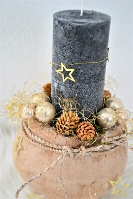 Adventgesteck natur 27 cm knstlich 1 Kerze Weihnachten Adventskranz Deko
