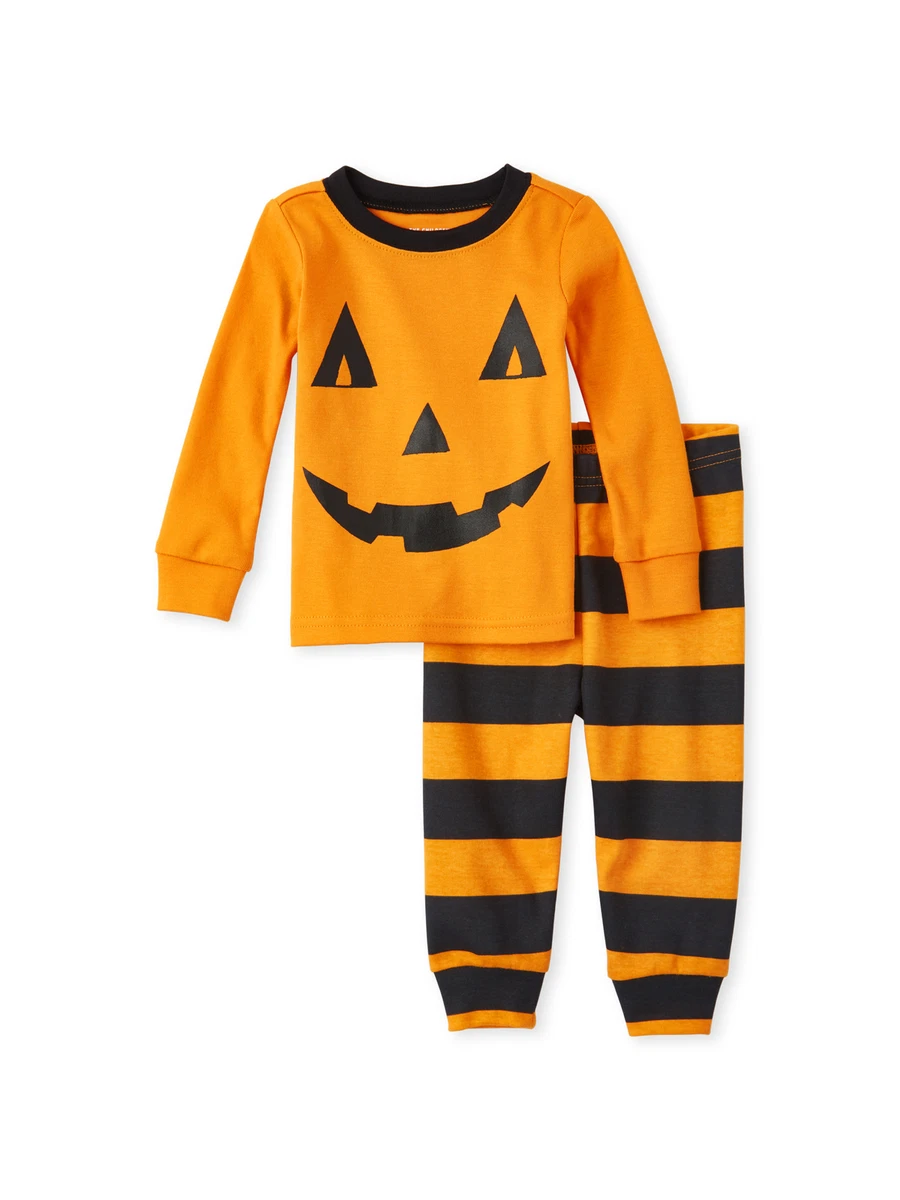 The Childrens Place BabyToddler Halloween Pumpkin Snug Fit Cotton Pajamas 6-9 Mo