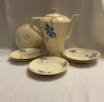 50er Jahre Vintage Barker Bros. Tudor Ware Tee / Kaffeekanne 6x Untertassen 4x Tassen C141