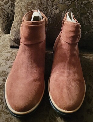 Clarks Sharon Salon Dark Tan Suede Ankle Boot Womens US Size NIB