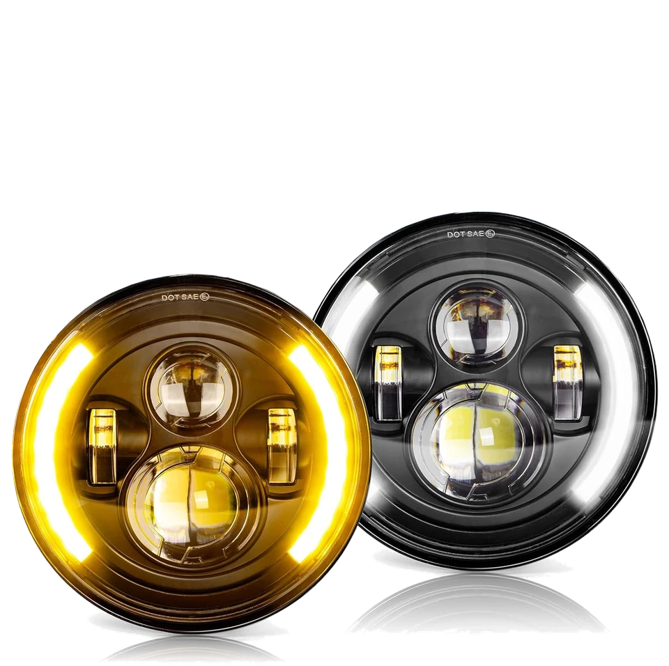 Faros LED redondos de 7 pulgadas para camioneta Dodge W100 W200 W300 Halo DRL haz alto/bajo Foto 3 de 4