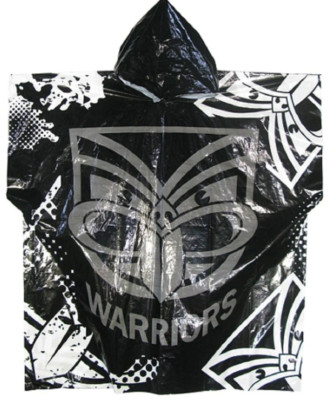 New Zealand Warriors Official NRL Full Print Logo Plastic Poncho Raincoat w Hood