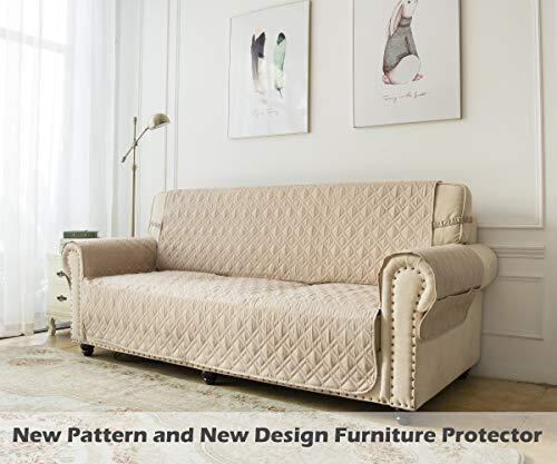 Couch Sofa Slipcover 100% Waterproof Nonslip Quilted Furniture 68" Beige - Picture 8 of 8