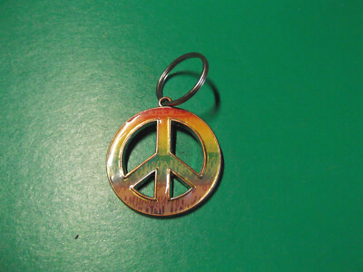 Unique Collectible Key Chain 1.5''in Metal Colorful Peace Sign