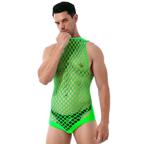Freebily Herren Netz Netz durchsichtig dehnbar Bodys Turnanzug Slip - Bild 16 von 77