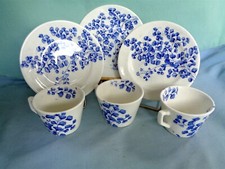 Antique Ridgeway Children's Dishes - 3 Plates, 3 Cups - Maiden Hair Fern Pattern