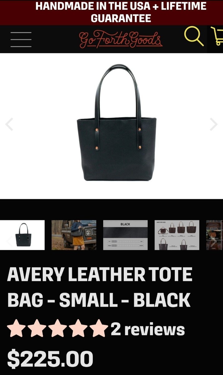 Avery Leather Tote Bag - Small - Black | eBay