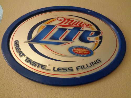 Miller Lite Pilsner Beer Mirror Oval Bar Sign 2004 - Picture 3 of 17