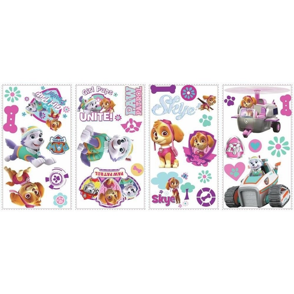 Roommates PAW PATROL Girl Pups 30 Peel & Stick Wall Decals Puppy Room ...