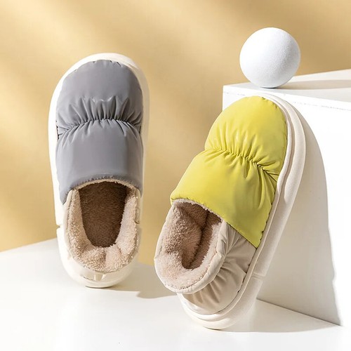 Winter Women Slippers Warm Plush Cotton Slippers Non-Slip Thick Sole Furry Shoes
