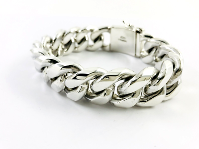 Very Heavy Taxco Mexico 925 Sterling Silver Curb Chain Bracelet