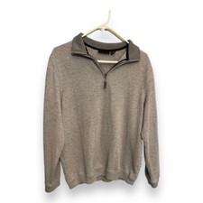 Tasso Elba Men's Gray Speckle Long Sleeve 1/4 Zip Pullover Sweater Size Medium