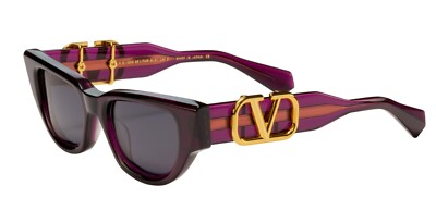 関税込◇*VALENTINO GARAVANI*Vロゴ アセテート サングラス Valentino V - DUE Crystal Purple With Gold V Logo/Dark Grey