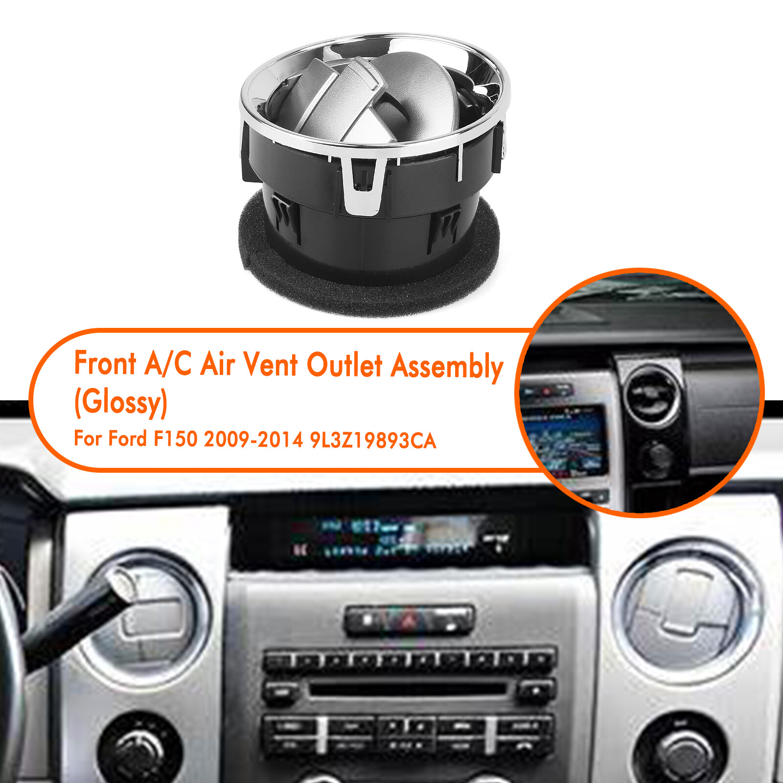 Ford F150 2009-2014 Front Dashboard AC Vent Outlet Louver Assembly  