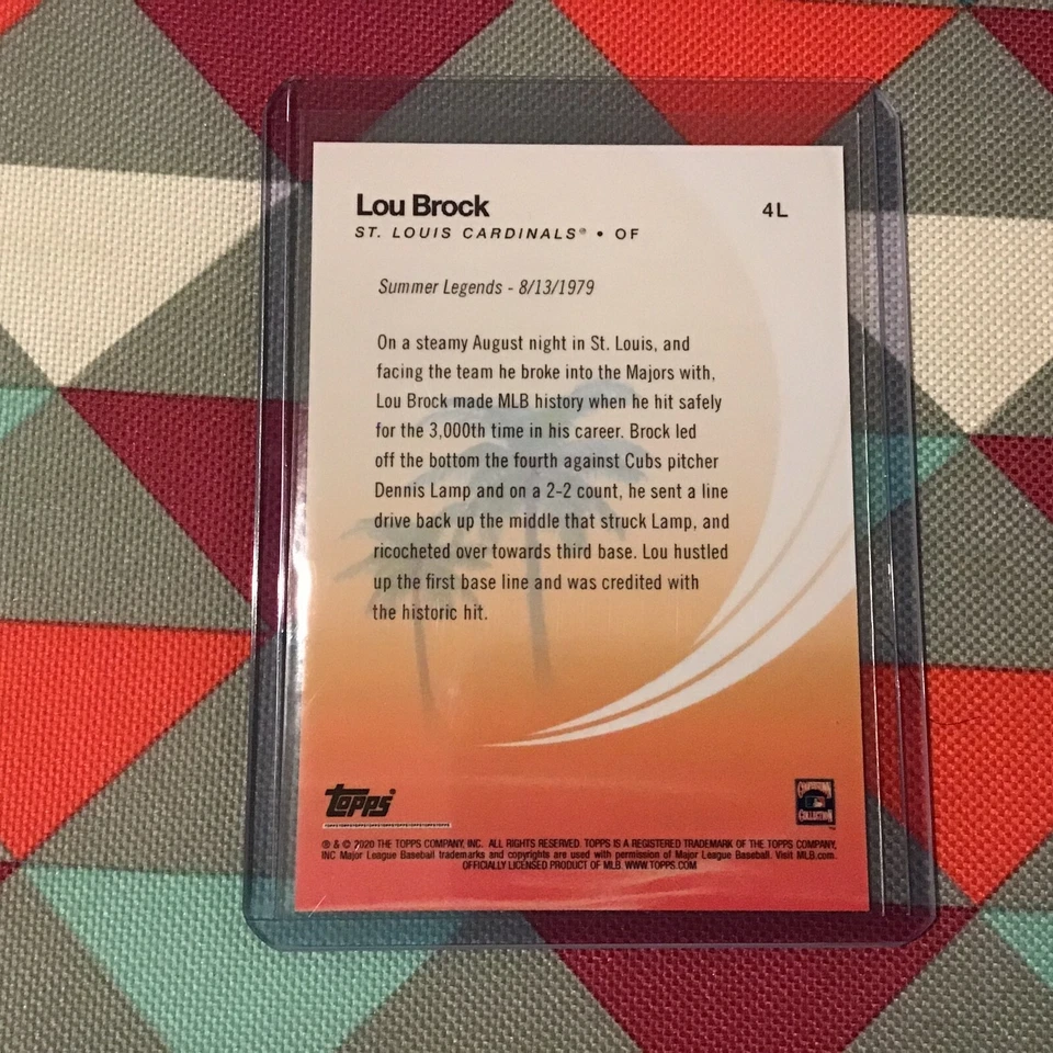 2020 Topps On Demand Mid-Summer Blockbuster Legends Lou Brock cardinal PR77 made - Image 2 of 2