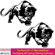 Stalking Black Panther Two PK 10 x 7" Black Vinyl Decals Car Truck Door Mirror
