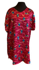 Vtg Pink Satin Winnie the Pooh Nightgown Nightshirt Gown Disney Pajama Sz M