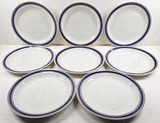 (8) Tienshan Halo Blue Dinner Plates Set Vintage Table Serving Dining Dishes Lot