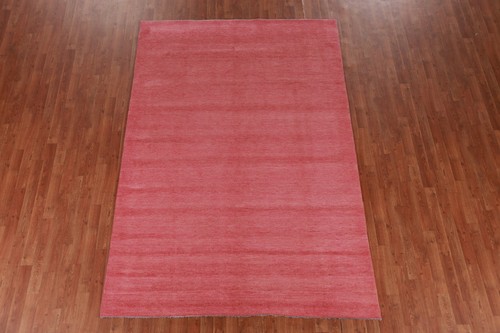 Modern Pink Solid Design Gabbeh Vegetable Dye Area Rug 6x9 Handmade Wool - Picture 11 of 16