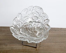 Vintage Indiana Glass Loganberry Berries and Leaves Clear Berry Bowl Candy Dish