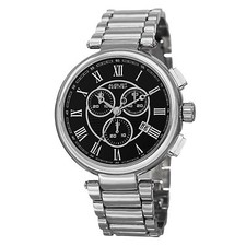 New Men's August Steiner AS8148SSB Swiss Chronograph Black Dial Silver-tone Wat