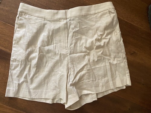 J Crew Linen blend Elastic Back Shorts Pale Yellow Size 16 NWT
