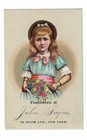 Old Trade Card John Saqui - Sixth Avenue - New York Young Girl Flowers Hat — photo 1