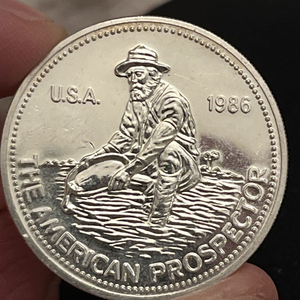 AMERICAN PROSPECTER 1オンスシルバーコイン MS70 1985 Engelhard American Prospector 1 Troy Oz Silver
