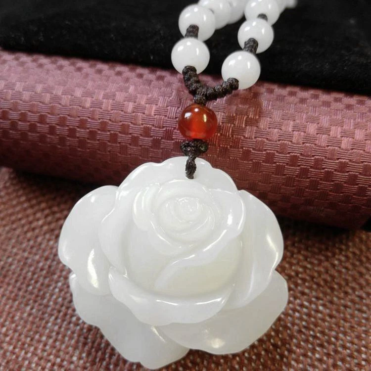 Hetian Jasper Rose Pendant Women's Necklace Jade Jewelry Pendant - Image 4 of 4