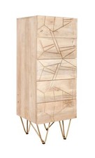 Dallas Light Mango Wood Tall Chest of 5 Drawers Storage Cabinet for Bedroom