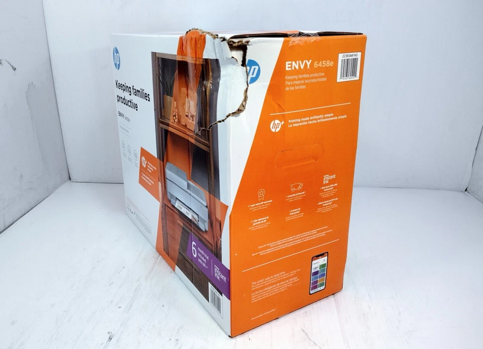 HP ENVY 6458e Wireless Color Inkjet All-In-One Printer Scan Copy New Damaged Box - Image 2 of 4