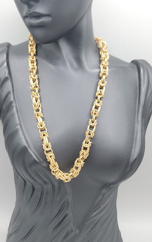 Miriam Haskell Necklace Chunky Byzantine Choker Chain 15" Gold Tone Rare Vintage - Picture 2 of 11