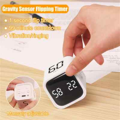 Productivity Cube Timer Gravity Sensor Flipping LED Display 4 Preset Time Dual