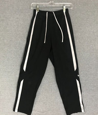 Nike Sweat Jogging Pants Youth Small Zipper Leg Stripe Swoosh Polyester Workout