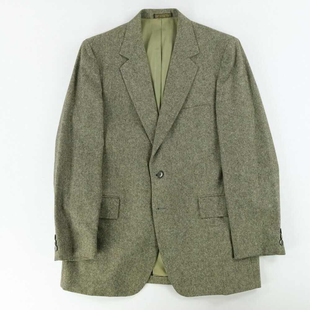 Custom 70s Green Wool 3 Piece Suit 42R Vest 2 But… - image 2