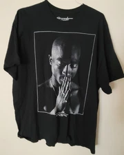 Tupac Shakur Memorial Graphic Praying Hands Men's Black T Shirt 2 Pac Size 2XL