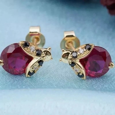 2.30 Ct Pear Cut Simulated Pink Ruby Fancy Stud Earrings 14k Yellow Gold Plated